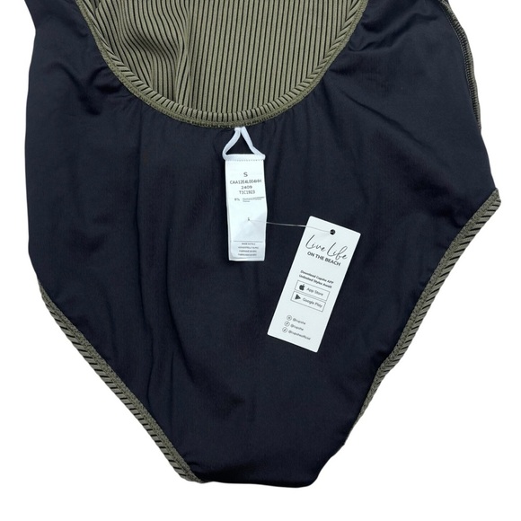 CUPSHE OLIVE GREEN PLUNGING KNOTTED V-NECK ADJUSTABLE STRAP ONE PIECE SWIMSUIT - Picture 12 of 16